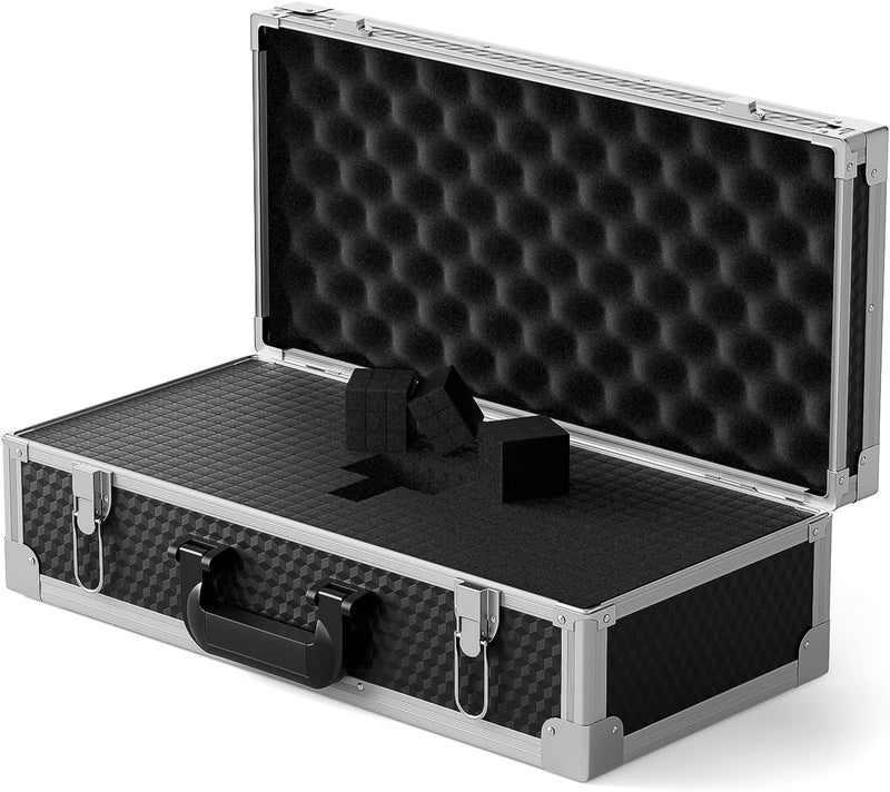 Phenyx Pro Aluminum Alloy Frame Carrying Case with Two-layer Pre-Diced Pick and Pluck Foam, Ideal Quad-Channel Wireless Mic Systems Transportation (Size Large 20.3 x 10 x 5.9 In) - Image 1